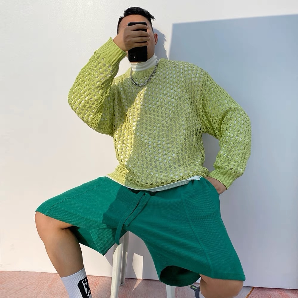 Sweater neon yellow hollowed out